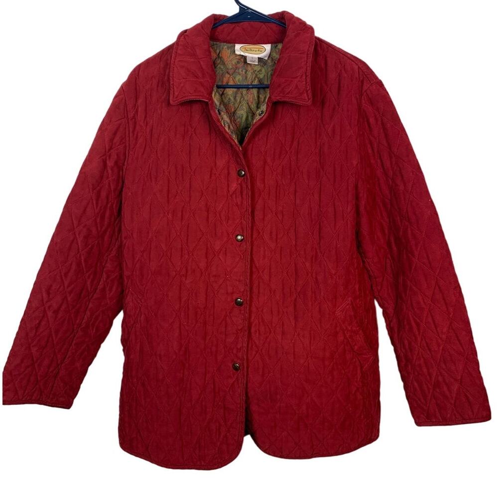 Talbots Red Quilted Coat, Size L